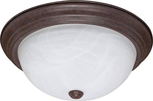 Nuvo 60/207 Flush Mounted Dome Light Fixture, 15", Old Bronze/Alabaster Glass