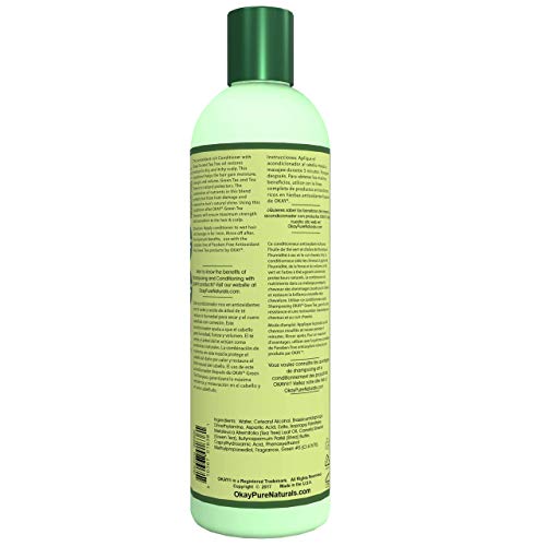 OKAY | Green Tea Nourishing Antioxidant Rich Conditioner | For All Hair Types & Textures | Revitalize - Rejuvenate - Restore | With Tea Tree Oil | Free of Paraben, Silicone, Sulfate | 12 oz