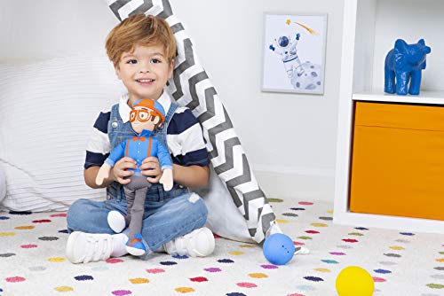 Blippi BLP0013 Bendable Plush Doll, 16” Tall Featuring SFX-Squeeze The Belly to Hear Classic catchphrases-Fun, Educational Toys for Babies, Toddlers, and Young Kids