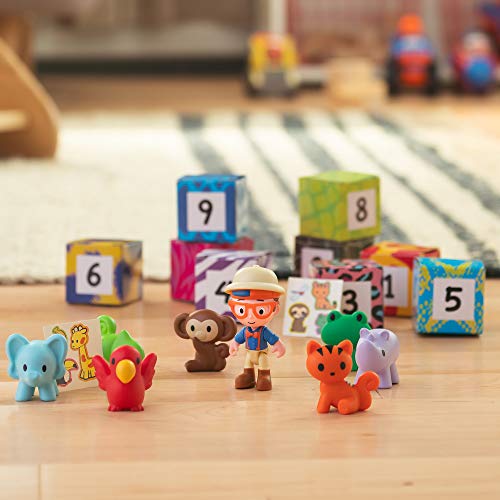 Blippi Surprise Boxes, Learning About Animals - Features Tiger, Monkey, Elephant, Rhino, Parrot, Frog, Chameleon, Plus Stickers - Educational Toys for Toddlers and Kids , White