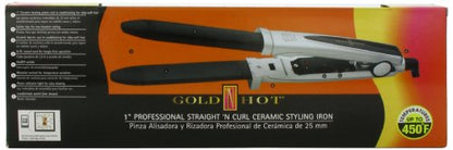 Gold 'N Hot Professional Ceramic Straight 'N Curl Styling Iron, 1 Inch GH2170