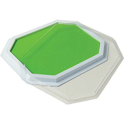 Constructive Playthings Green Colored Ink Large Washable Stamp Pad Kid Set for Rubber Stamps