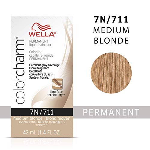 Wella Color Charm Permanent Liquid Hair Color for Gray Coverage Liquid 7N/711 Medium Blonde