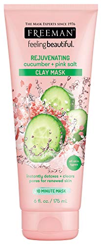 Freeman Rejuvenating Clay Facial Mask, Purifying, Exfoliating, and Detoxifying Beauty Face Mask, 6 oz,