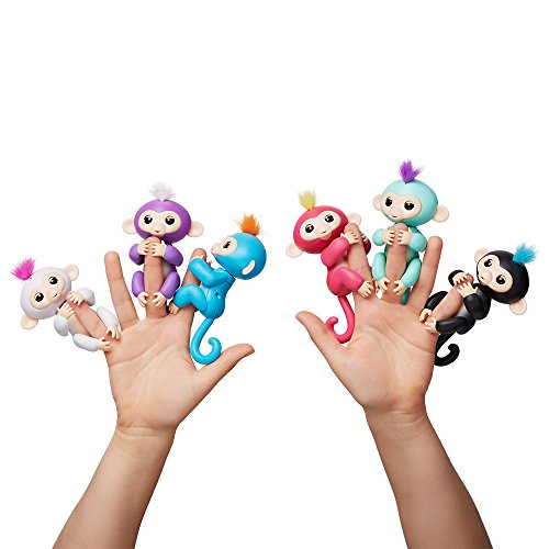 Fingerlings - Interactive Baby Monkey - Finn (Black with Blue Hair) By WowWee