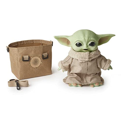 Star Wars The Child Plush Toy, 11-in Yoda Baby Figure from The Mandalorian, Collectible Stuffed Character with Carrying Satchel for Movie Fans Ages 3 and Older