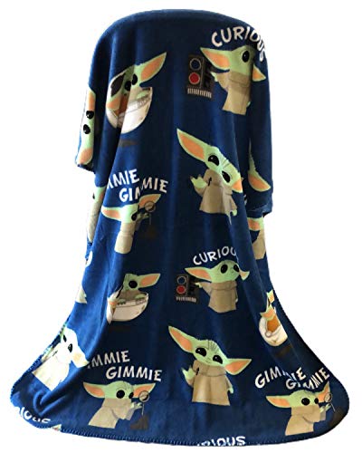 Disney Star Wars The Mandalorian The Child Baby Yoda Plush Travel Throw Blanket Blue 40x50 inch