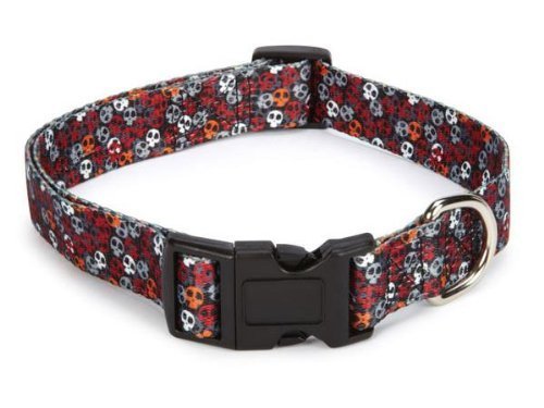 Casual Canine Polyester Bone Heads Dog Collar, 14 to 20-Inch