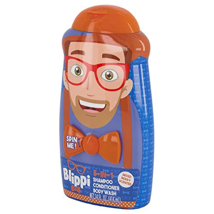 Blippi Taste Beauty 3-in-1 Kids’ Bodywash, Shampoo, and Conditioner, 14 Ounces, Mixed-Berry Scent