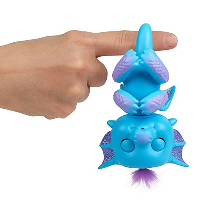 WowWee Fingerlings - Glitter Dragon - Tara (Blue with Purple) - Interactive Baby Collectible Pet - by