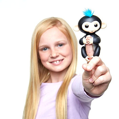 Fingerlings - Interactive Baby Monkey - Finn (Black with Blue Hair) By WowWee