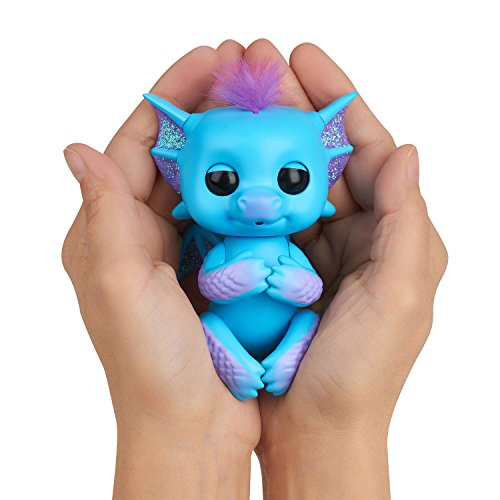 WowWee Fingerlings - Glitter Dragon - Tara (Blue with Purple) - Interactive Baby Collectible Pet - by