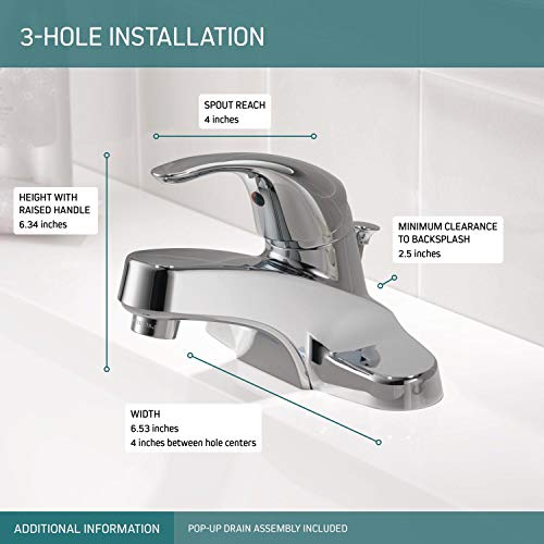 Peerless Tunbridge Centerset Bathroom Faucet Chrome, Bathroom Sink Faucet, Single Handle, Drain Assembly, Chrome P188620LF