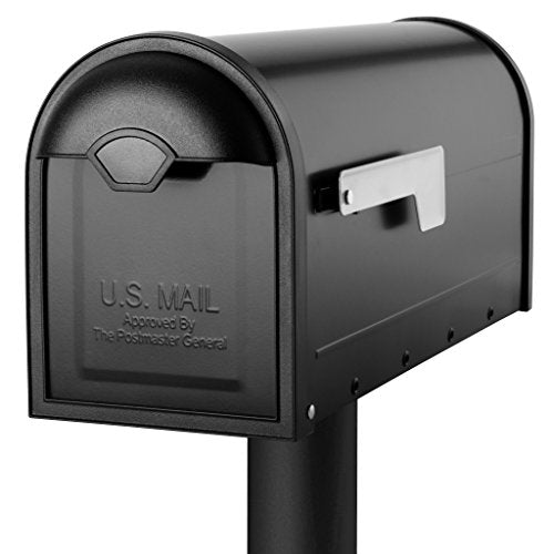 Architectural Mailboxes 8830B-10 Winston Nickel Flag Post Mount Mailbox, Medium, Black