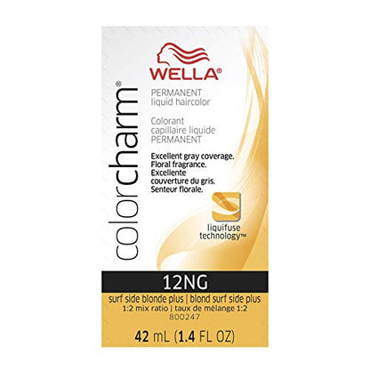 Wella Color Charm Permanent Liquid Hair Color for Gray Coverage Liquid 12NG Surfside Blonde