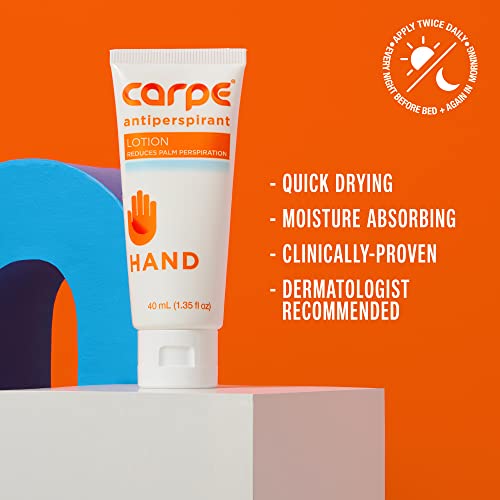 Carpe Antiperspirant Hand Lotion, A dermatologist-recommended, non-irritating, smooth lotion that helps stops hand sweat, Great for hyperhidrosis