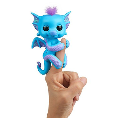 WowWee Fingerlings - Glitter Dragon - Tara (Blue with Purple) - Interactive Baby Collectible Pet - by