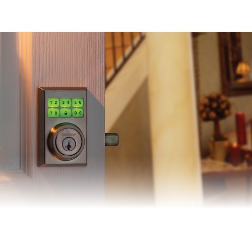 Kwikset 909 Contemporary SmartCode Electronic Deadbolt featuring SmartKey in Satin Nickel