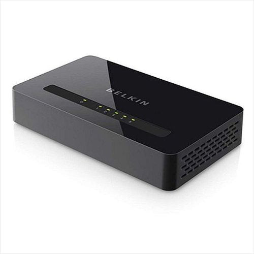 Belkin 5-Port 10/100 Fast Ethernet Network Switch | Desktop, Internet Splitter (F4G0500)