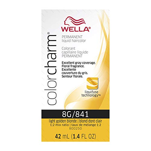 Wella Color Charm Permanent Liquid Hair Color for Gray Coverage Liquid 8G/841 Light Gold Blonde