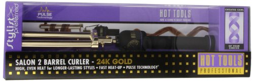 Hot Tools-HTG-1855-Salon, 2 Barrel Curler, Gold/Black