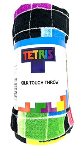 1616 Holdings Tetris Classic 80's Video Game Plush Travel Throw Blanket 40x50 inch Black