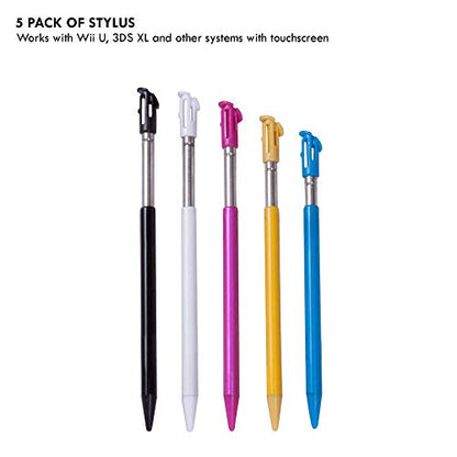 dreamGEAR Rainbow Stylus Pack: Compatible with Nintendo NEW 3DS XL, Includes 5 Retractable Stylus, Fits Directly In New 3DS XL, Easy to Grip, Increases Touchscreen Accuracy