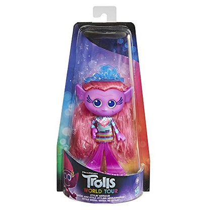 DreamWorks Trolls World Tour Stylin' Mermaid Fashion Doll with Removable Dress and Tiara Accessory, Fashion Doll Toy for Girls