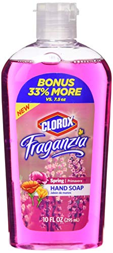 Clorox Fraganzia Liquid Hand Soap Spring Scent Bonus Size | 10 oz Spring Liquid Hand Soap | Liquid Hand Soap Removes Dirt, Soft on Hands Tough on Dirt