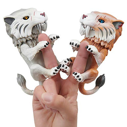 WowWee Untamed Sabre Tooth Tiger by Fingerlings – Silvertooth (Silver) – Interactive Collectible Toy