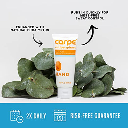 Carpe Antiperspirant Hand Lotion, A dermatologist-recommended, non-irritating, smooth lotion that helps stops hand sweat, Great for hyperhidrosis