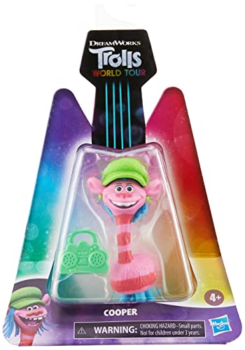 Trolls DreamWorks World Tour Cooper, Collectible Doll with Boombox Accessory and Hat, Toy Figure Inspired by The Movie World Tour