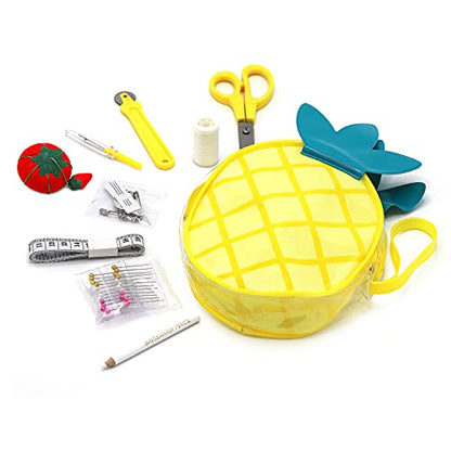 Gwen Studios Summer Fun Sewing Kit, Vinyl Zipper Pouch, 31Pc (Yellow)