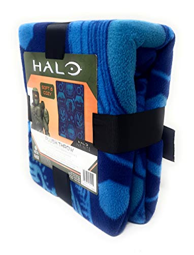 5B Halo Infinite Throw Blankets 40 x 50 inches Blue Plush Throw Soft and Cozy Gamer Blanket Great Gift or Travel Blanket