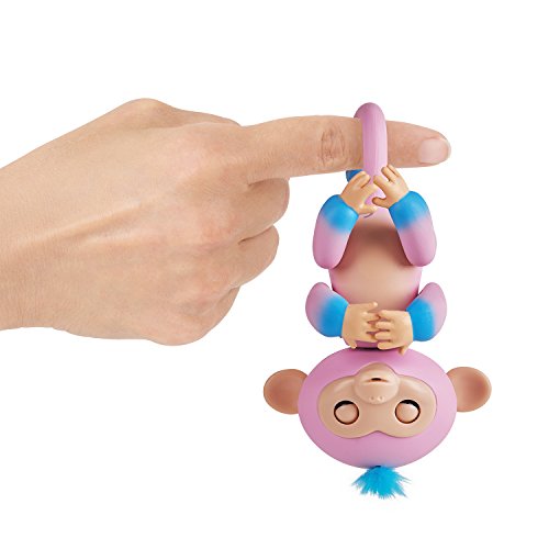 WowWee Fingerlings 2Tone Monkey - Candi (Pink with Blue Accents) - Interactive Baby Pet (3722)