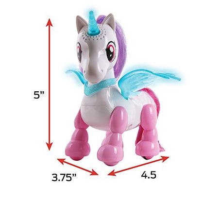 NKOK USB PetBotz - Robo Unicorn, Rechargeable, Miniature, Interactive pet Robot, Lights up, Sound Activated, Makes Noises on Command, Comes with Necklace and Hair Brush, USB Charger Included