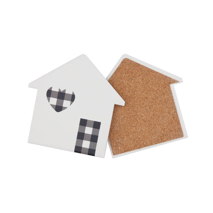 Way to Celebrate House Shaped Drink Coasters, Ceramic, House, 4-Pack, Multi-Color