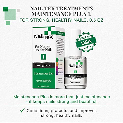 Nail Tek Treatments Maintenance Plus 1- For Normal, Healthy Nails, with Hydrolyzed Wheat Protein and Calcium, Conditions, Protects and Nourishes, Prevents Dry, Brittle Nails, 0.5 ounce - 1 Pack