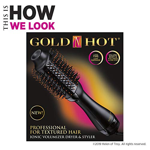 Gold N Hot Professional One-Step Hair Dryer & Volumizer Hot Air Brush, Black