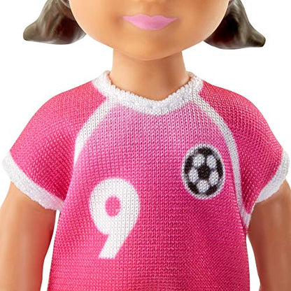 Barbie Soccer Coach Playset with Blonde Soccer Coach Doll, Student Doll and Accessories: Soccer Ball, Clipboard, Goal Net, Cones, Bench and More for Ages 3 and Up