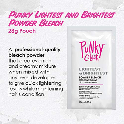 Punky Powder Bleach 28gm Pouch, Affordable Maximum Hair Lightener, Concentrated Formula for Highlighting, Frosting and Bleaching Hair, Lightens Hair - Lifts up to 7 levels