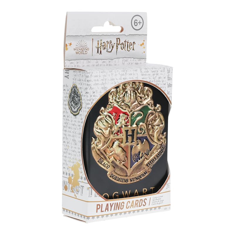 Paladone Hogwarts Playing Cards in a Tin Black, Harry Potter Game & Activity, 52 Cards Representing Gryffindor Ravenclaw Hufflepuff Slytherin