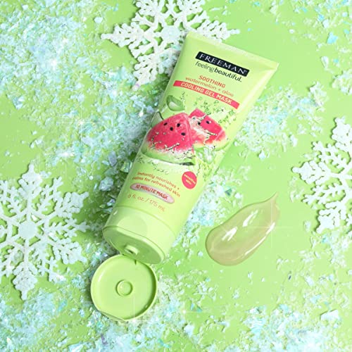 FREEMAN Soothing Watermelon & Aloe Gel Facial Mask, Hydrates, Nourishes, & Soothes Irritated Skin, Cooling, Calming Gel Face Mask, Perfect For Sensitive & Break-Out Prone Skin, 6 fl.oz./ 175 mL Tube