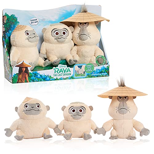 Disney Raya and the Last Dragon Chattering Ongis Plush, 3-piece set, connecting stuffed animals with sound, by Just Play