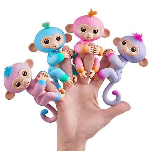 WowWee Fingerlings 2Tone Monkey - Candi (Pink with Blue Accents) - Interactive Baby Pet (3722)