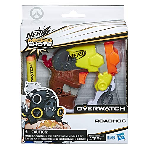 NERF Microshots Overwatch Roadhog Blaster -- Includes 2 Official Elite Darts -- for Kids, Teens, Adults