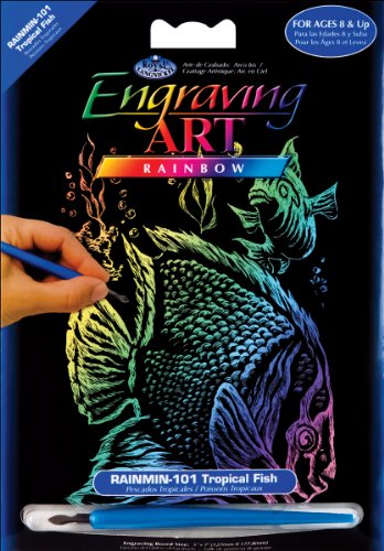 ROYAL BRUSH Mini Rainbow Foil Engraving Art Kit, 5 by 7-Inch, Tropical Fish