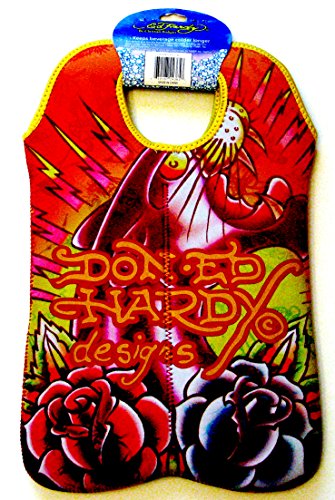 Ed Hardy Designs By Christian Audigier Neoprene 2 Bottle Wine Beverage Tote (Tattoo Black Panther)