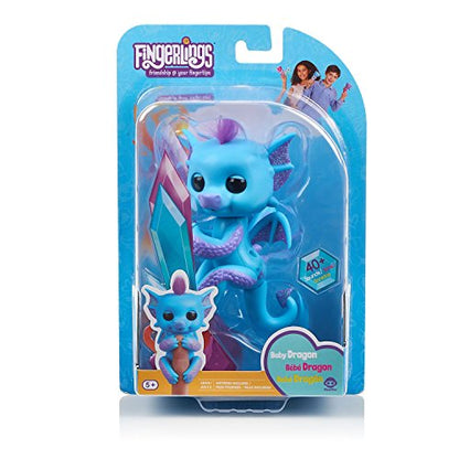 WowWee Fingerlings - Glitter Dragon - Tara (Blue with Purple) - Interactive Baby Collectible Pet - by