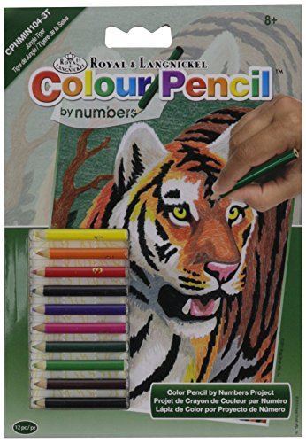 Darice Mini Colour Pencil by Number Kit 5"X7"-Jungle Tiger